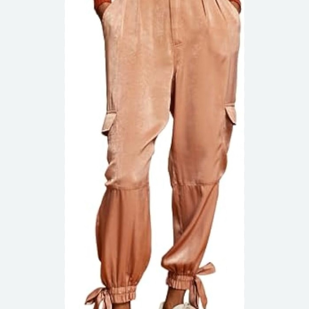 And now this melon Satin utility tie Jogger Pants size 10